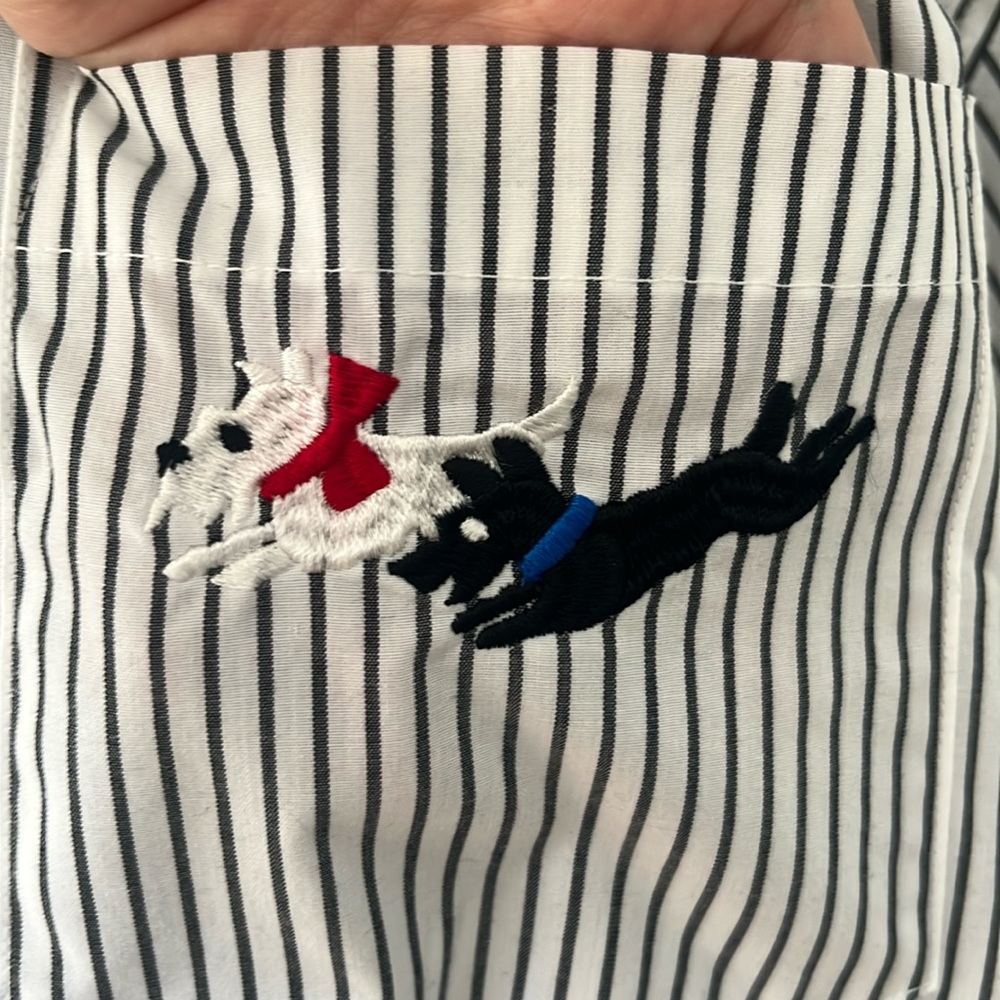 Vintage Napa Valley White Button Down Shirt with Black Vertical Stripes Large - Picture 6 of 15